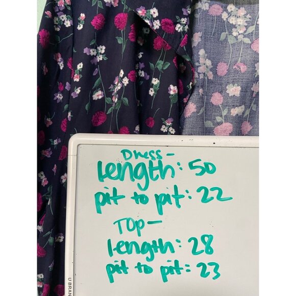 Vintage Los Angeles Woman Women's Dress and‎ Cover Floral Navy Set Size 16 - Picture 9 of 9